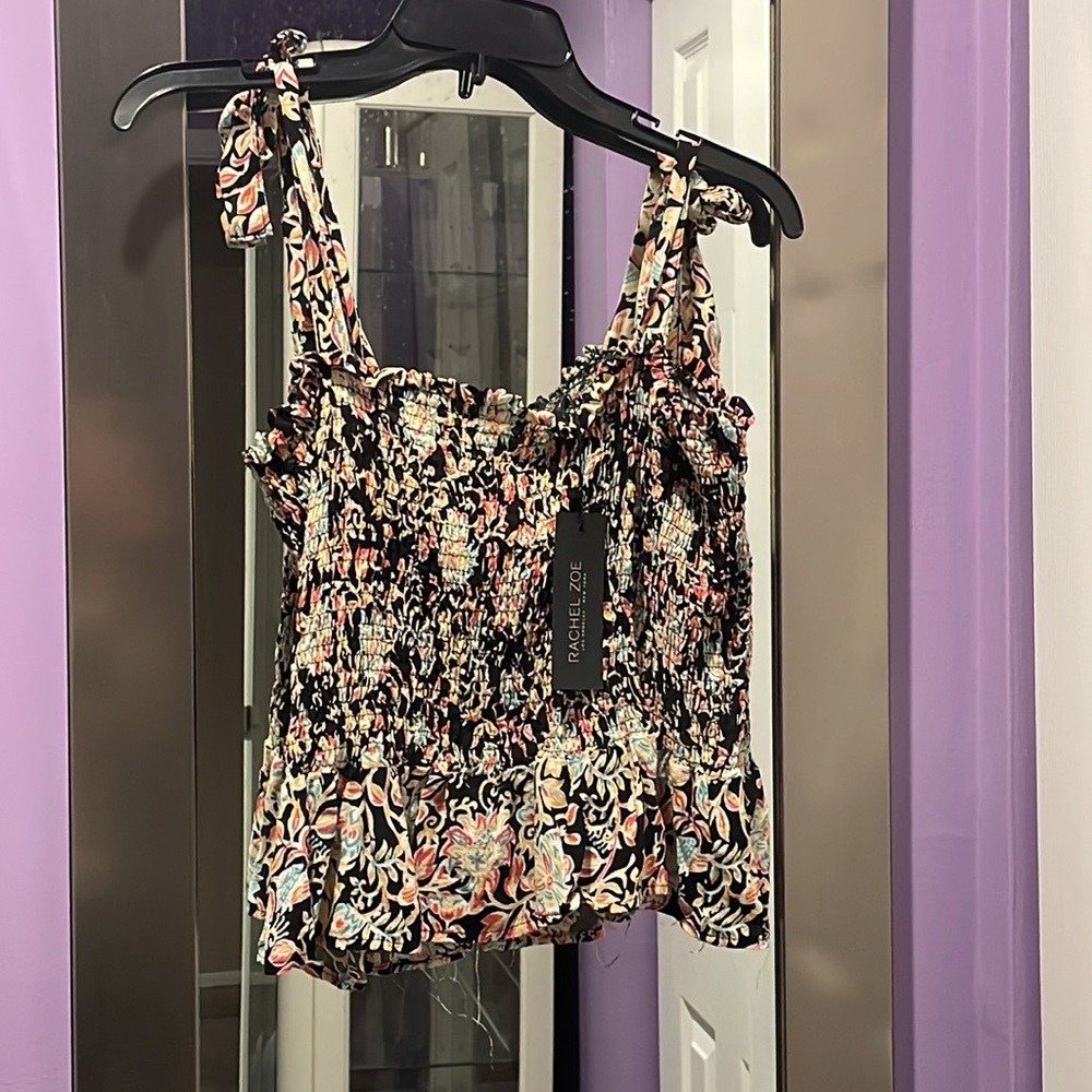 Rachel Zoe floral crop top boho tie straps  NWT